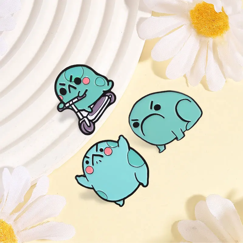 Grumpy Frog Mood Meme Enamel Pins Funny Three Different Poses Frog Angry Expression Brooch Backpack Jacket Badge Decoration Gift