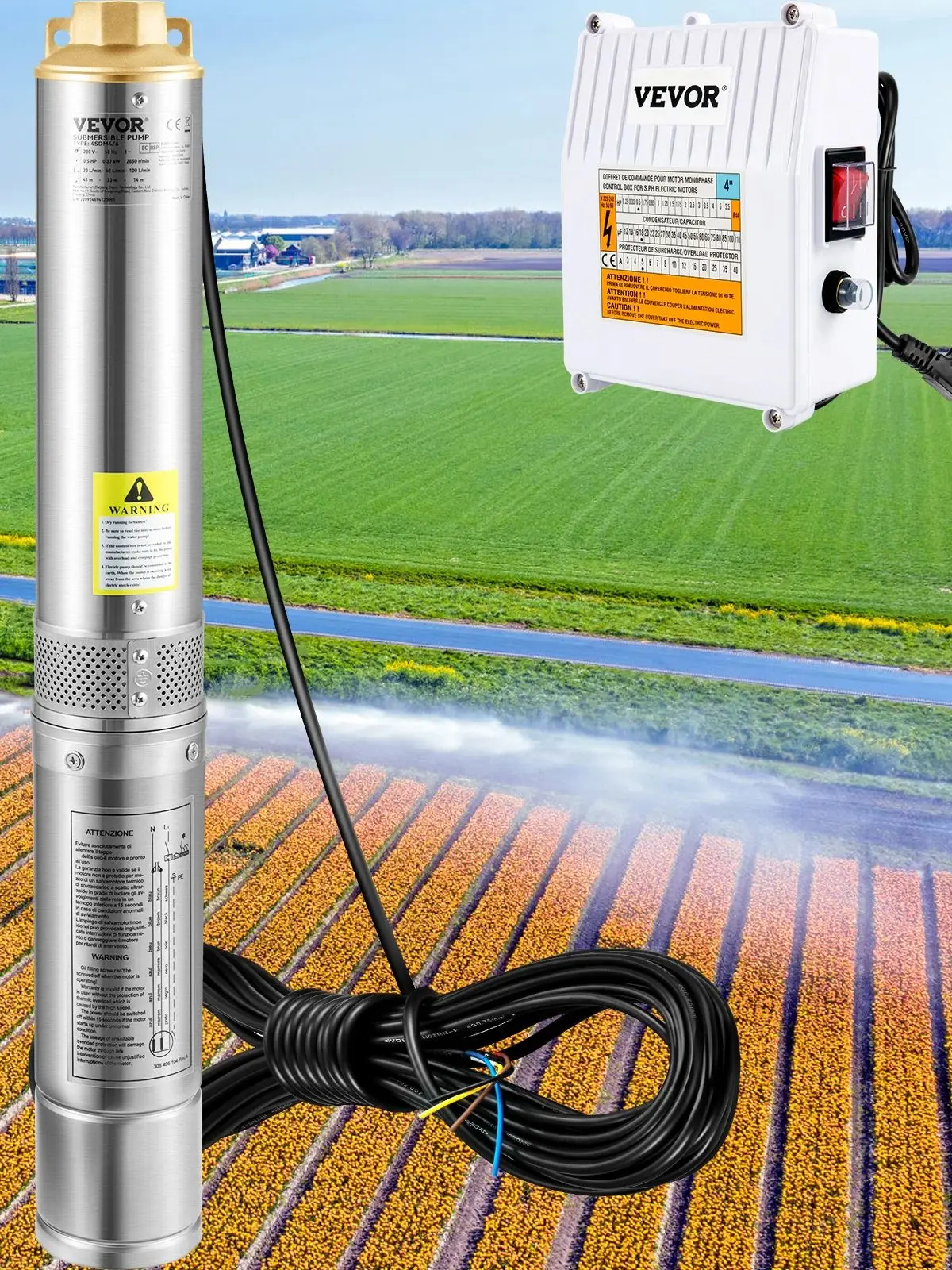 SucceBuy Diepe Goed Dompelpomp Rvs Waterpomp 370 W/550 W/750 W/1100 W Grote Debiet Hoge Hoofd Lift Waterpomp - afbeelding 2