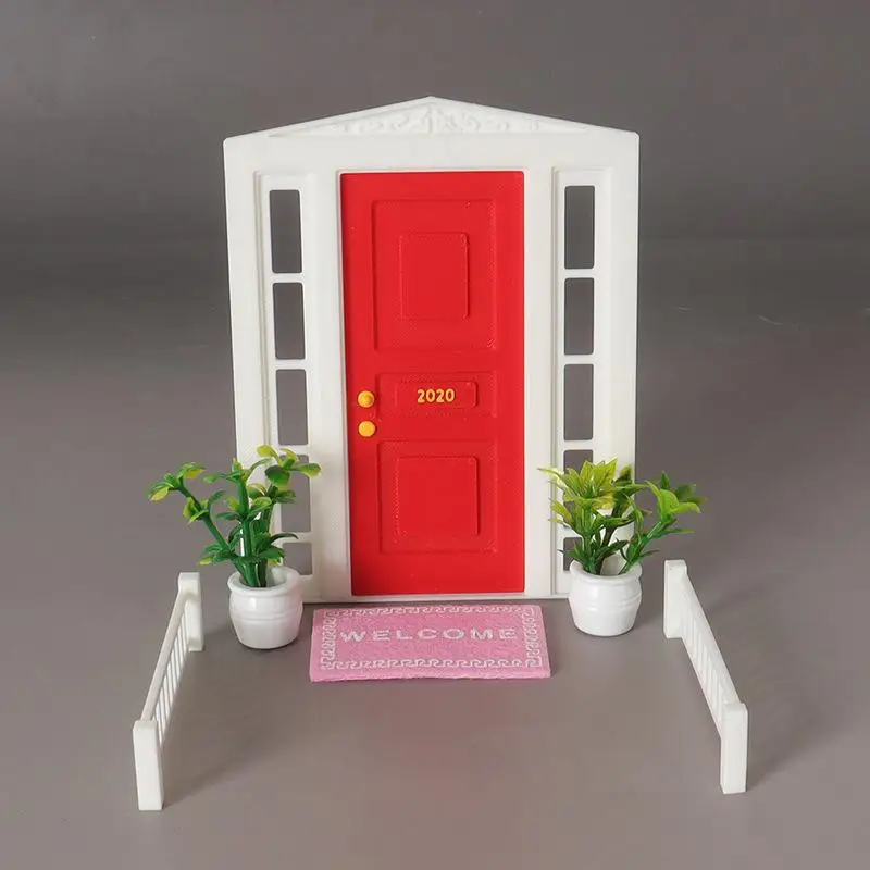 Set di scene da giardino in miniatura fai-da-te, finestra, porta e recinzione per casa delle bambole per diorama creativo nel cortile, progetto perfetto per giochi di finzione