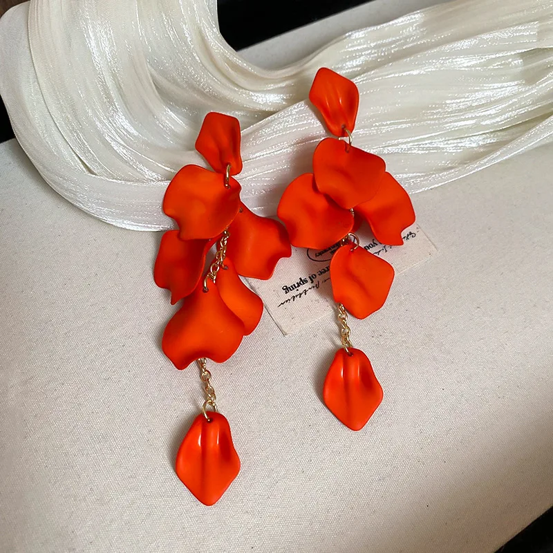 Bohemian Flower Drop Earrings with Long Tassels