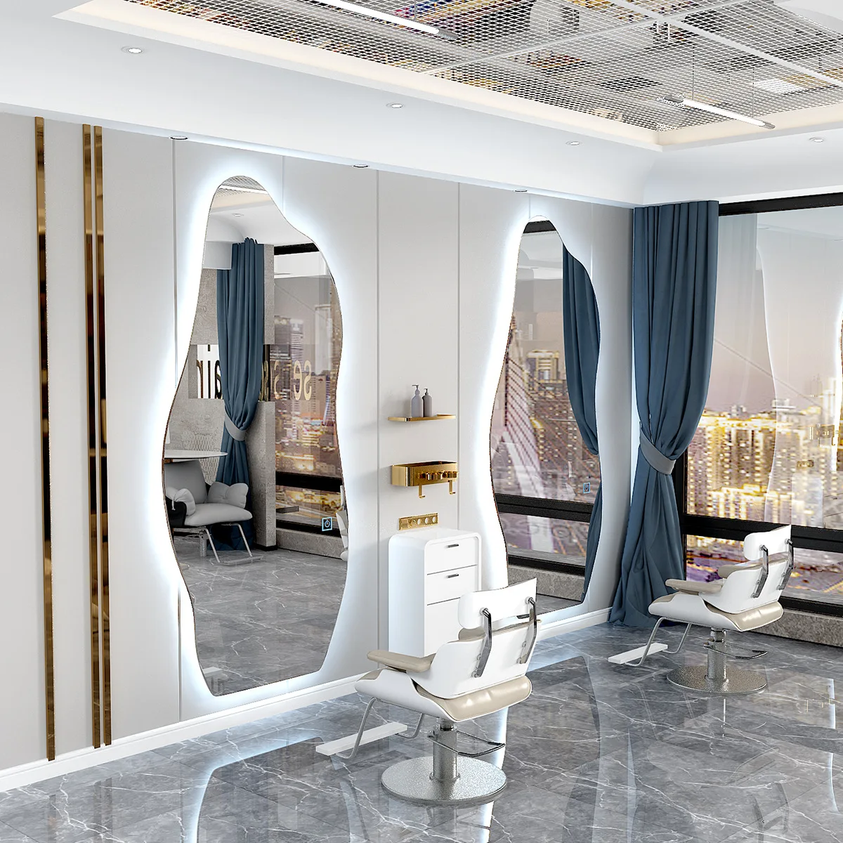 Barber shop mirror table Internet celebrity perm and dyeing hanging r Hair salon special beauty mirror Floor-to-ceiling