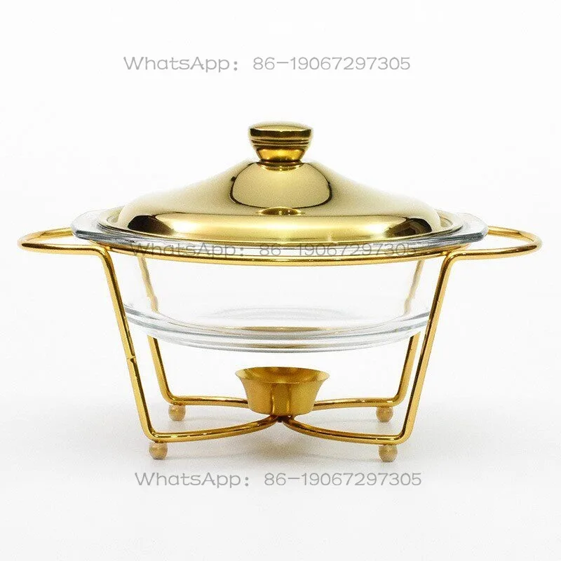 

Hotel stainless steel open stove household glass round soup pot bowl hotel tableware pot stove