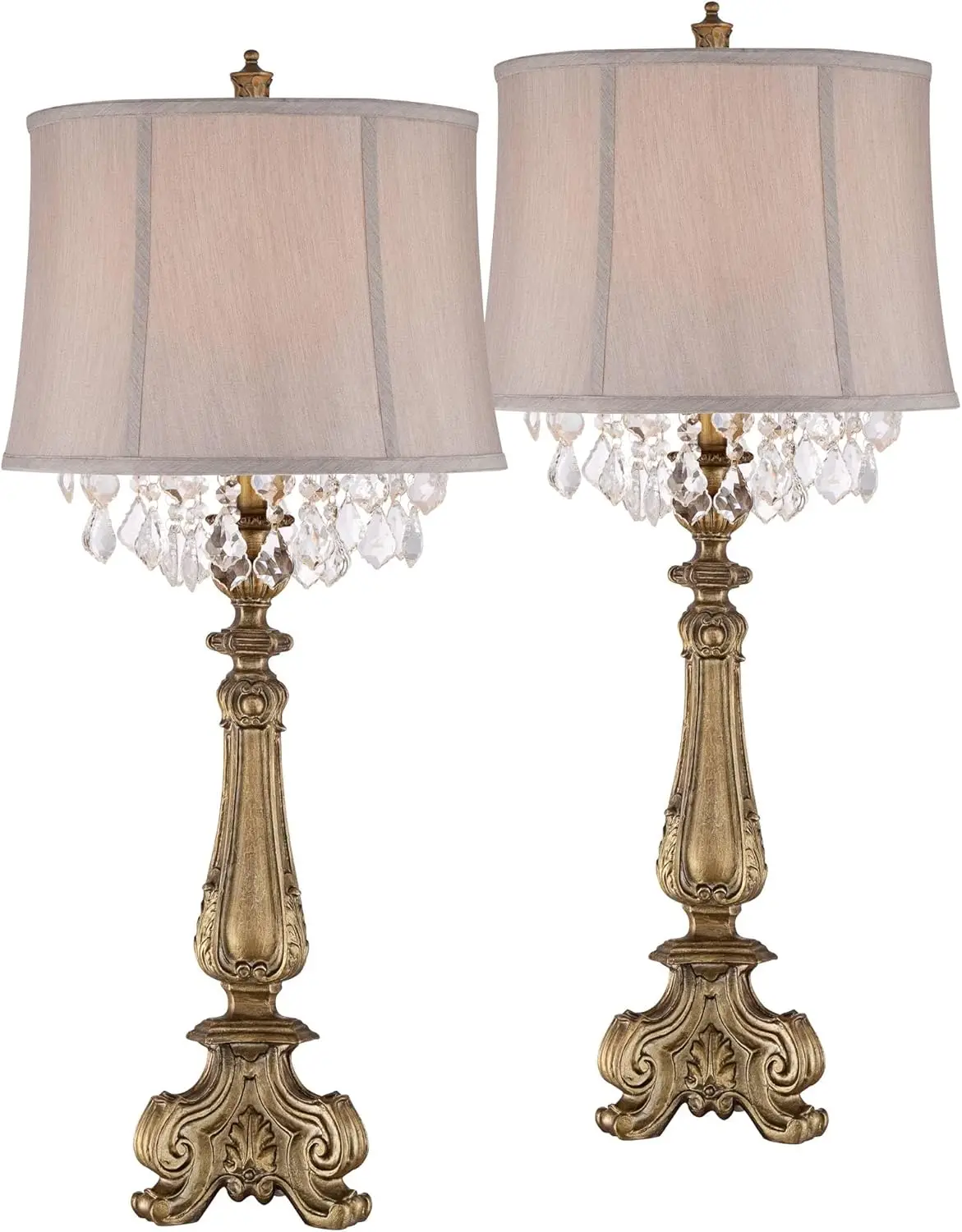 Set of 2 Traditional Country Cottage End Table Lamps, 37 1/4