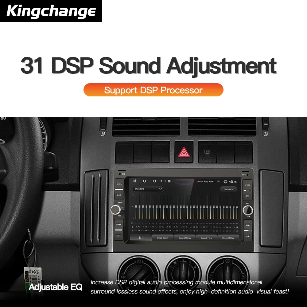 Kingchange 7'Car Android14 Radio pour VW Volkswagen PASSAT B5 MK4 MK5 SHARAN Jetta Bora Polo TRANSPORT T5 CITI CHICO CarPlay