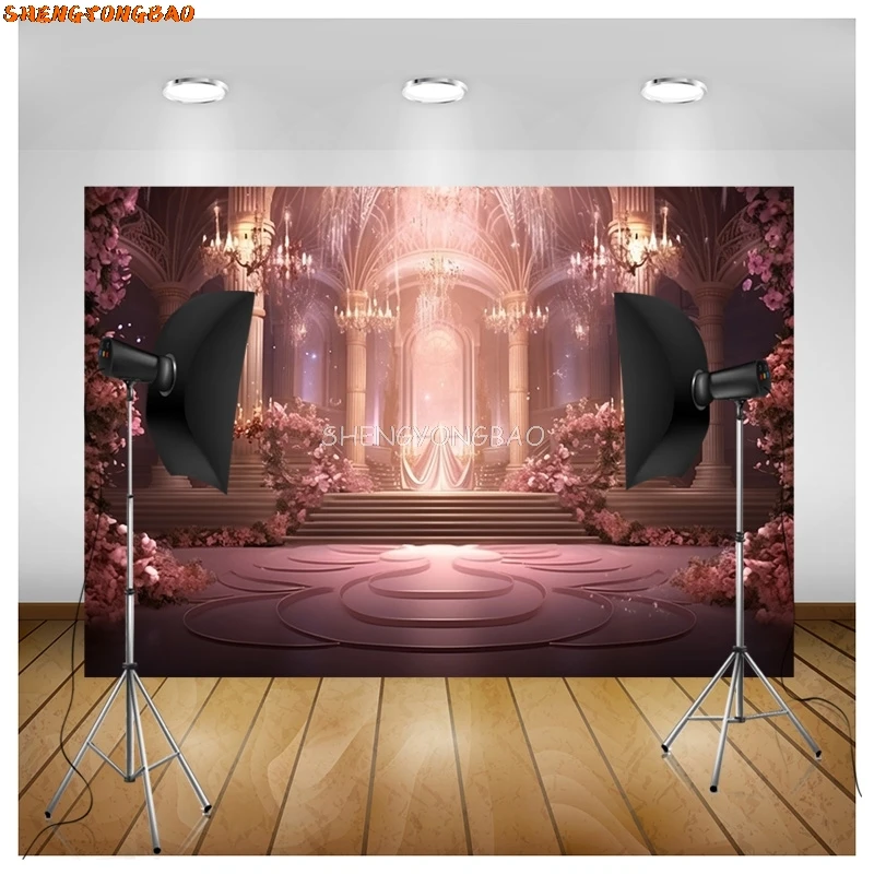 Bouquet Wedding Ceremony Stage Fantasy Photography Backdrop Props Anniversary Archway With Flowers Photo Studio Background HL-12