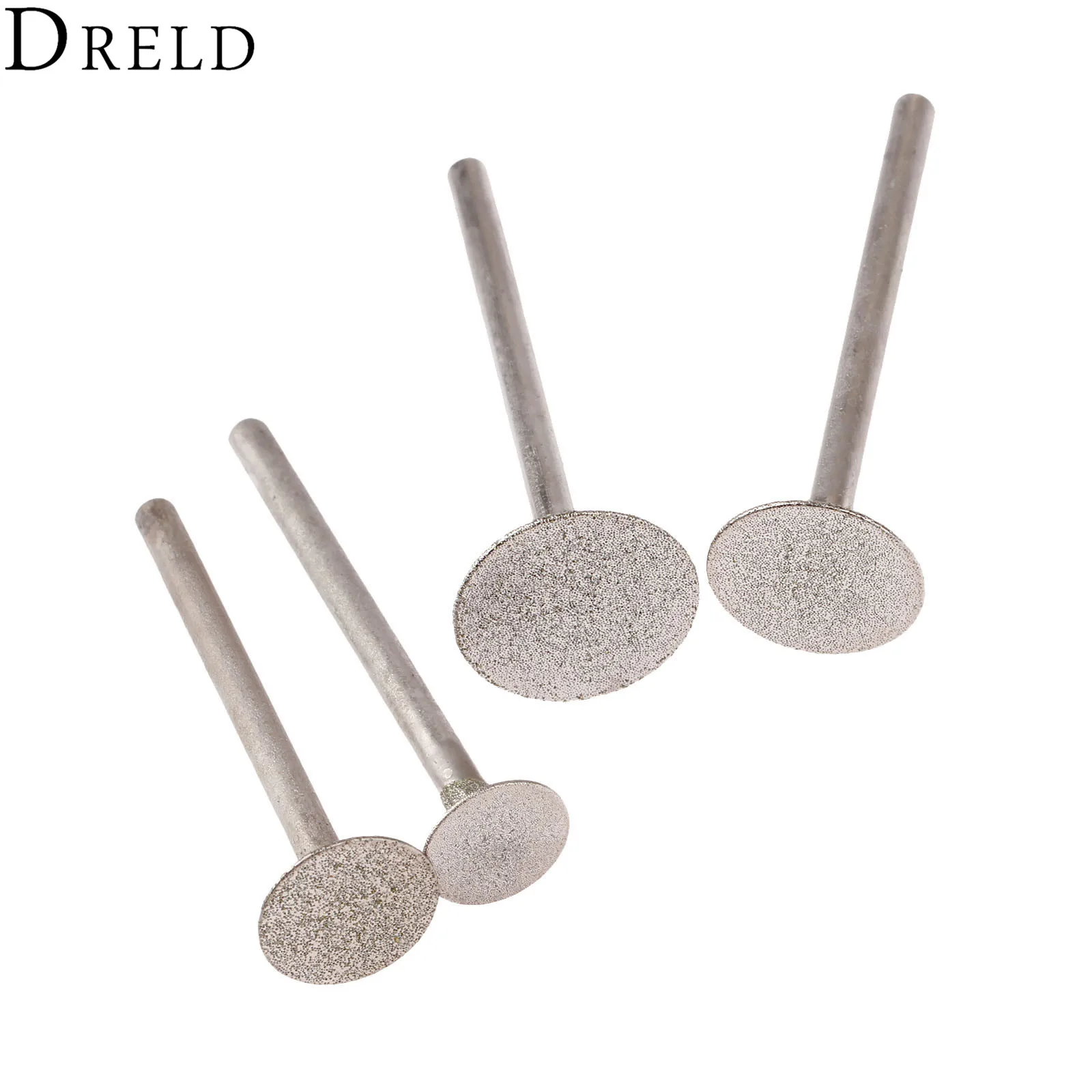 DRELD 4Pcs 3mm Shank Diamond Mounted Point Grinding Head Stone Jade Carving Polishing Engraving Tools for Dremel Accesories