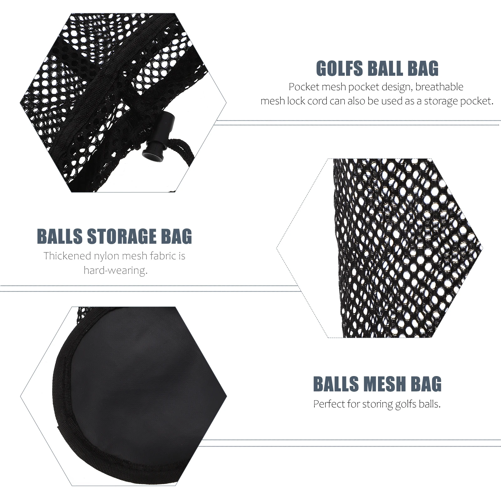 

Golf Storage Bag Portable Ball Utility Pouch Mesh Balls Drawstring Carry Tennis Golfs