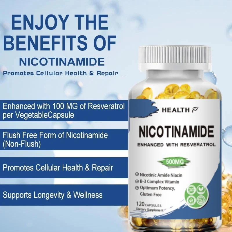 Hot Selling Nicotinamide with Resveratrol - 120 Veggie Capsules Supplement Pills to Support NAD, Skin Cell Health & Energy