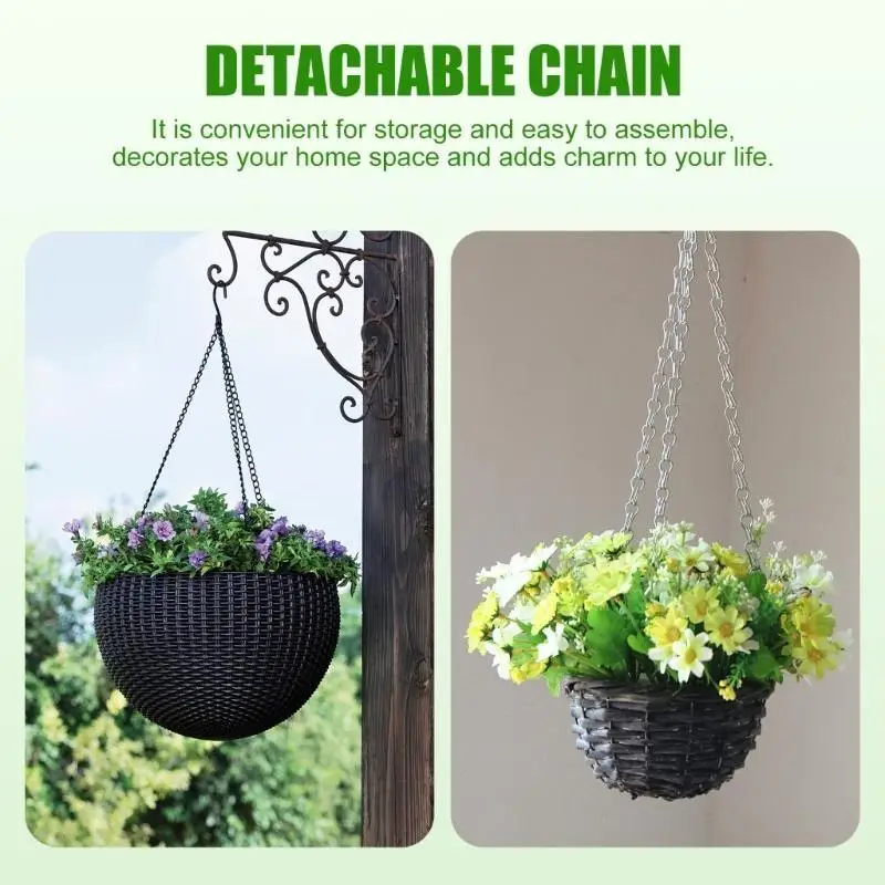 652F 6Pcs Hanging Basket Chains Flower Basket Planter Pot Replacement Chain Wind Chimes Hanging Hook Easy to Install