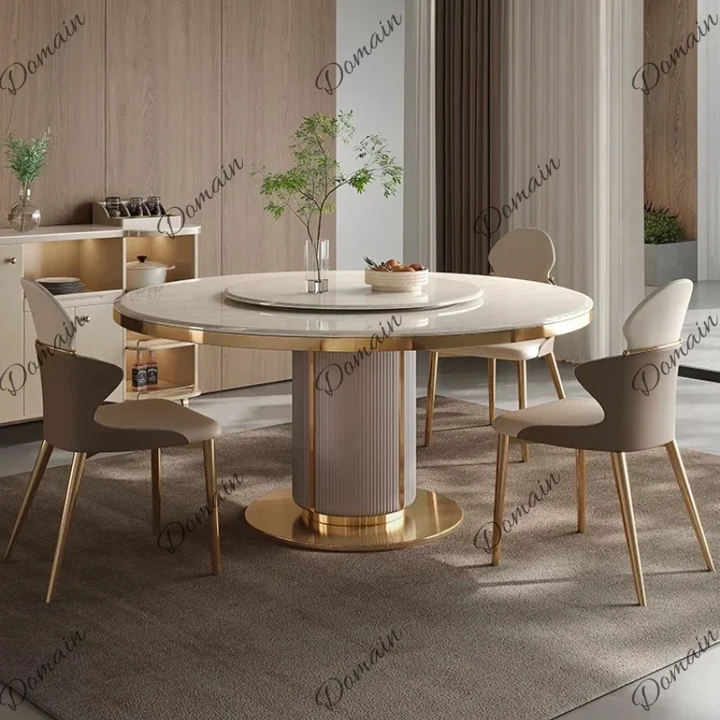 XM Light Luxury Marble New Dining Table Pliante Modern High-end Round Dining Table Set Of 6 Chairs Kitcjen Tables Home Furniture