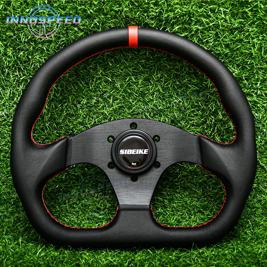 13inch Universal D Shape Racing Leather Flat Sim Sport Steering Wheel for Game Car Accessories