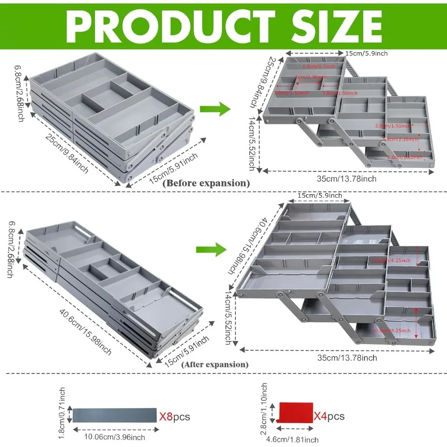 Organizer do szuflad z 3 poziomami, rozszerzalny organizer do szuflad, wielopoziomowy inteligentny organizer do szuflad na kosmetyki, biżuterię, do biurka, biura, do przechowywania.