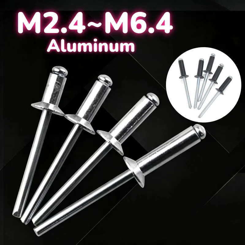M2.4 M2.8 M3 M3.2 M3.6 M4 M5 M6.4 Black/White Aluminum Countersunk Head Blind Rivet Pop Rivet Pull Nail Pop Open End Rivets