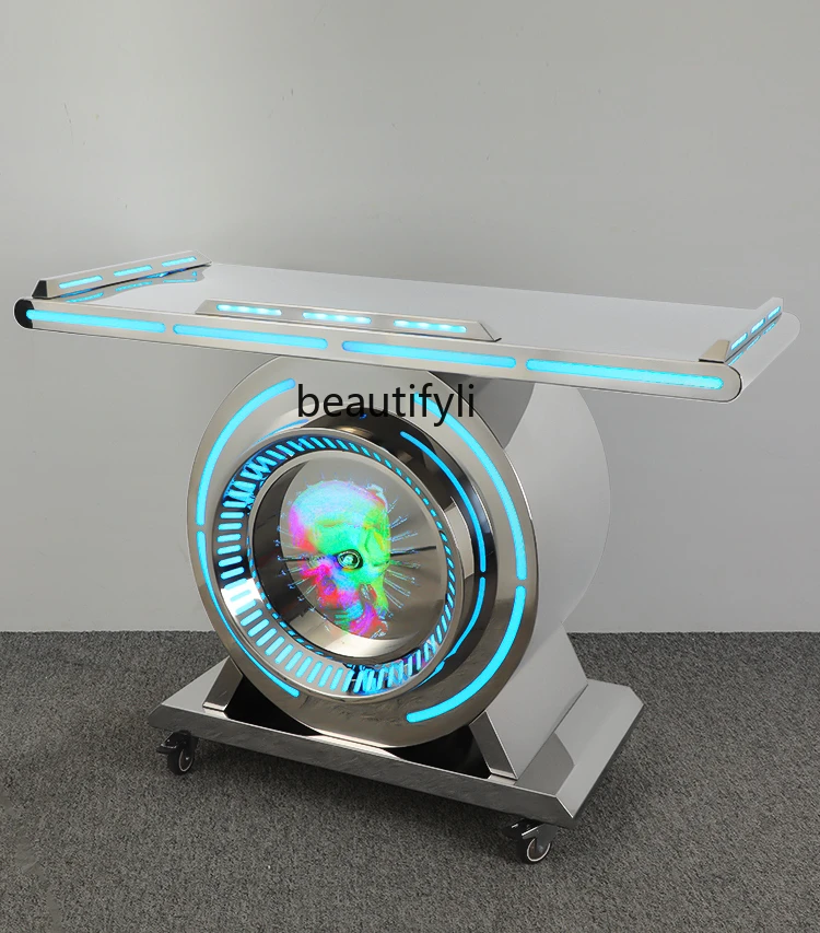 

Bar DJ Disc Table Luminous Mobile Customizable Logo Nightclub Party Room Box Stainless Steel Disc Machine