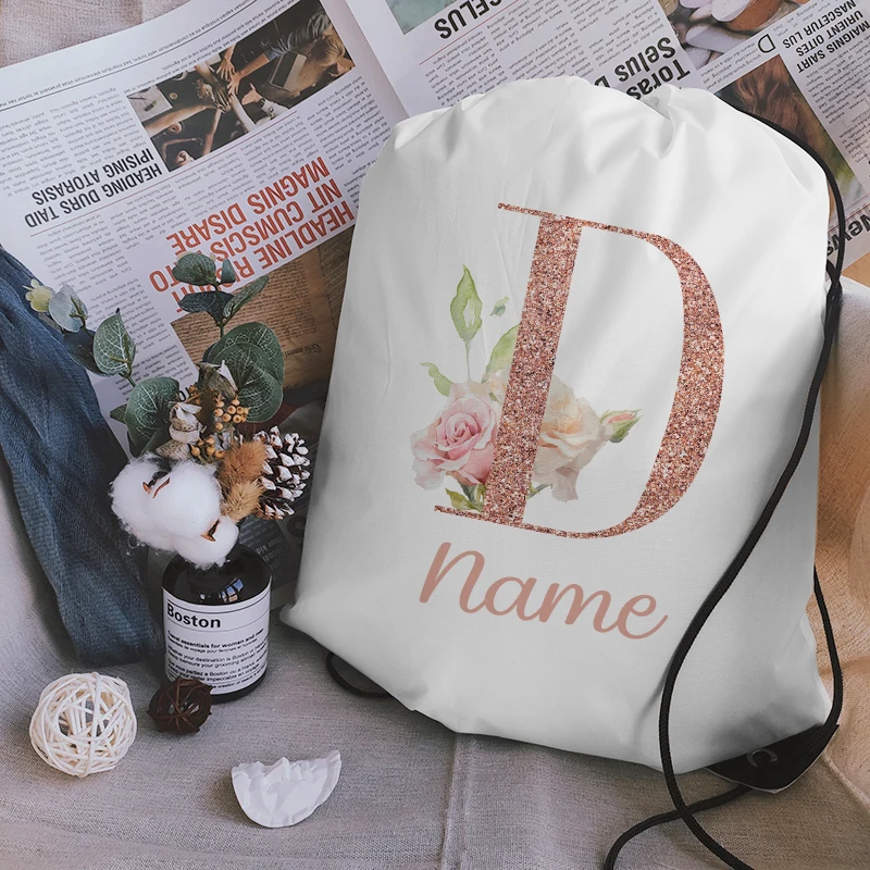 Custom Name String bag Travel Outdoor Organizer Pack Swimming Sports Drawstring Backpack Children Birthday Party Favors Bags