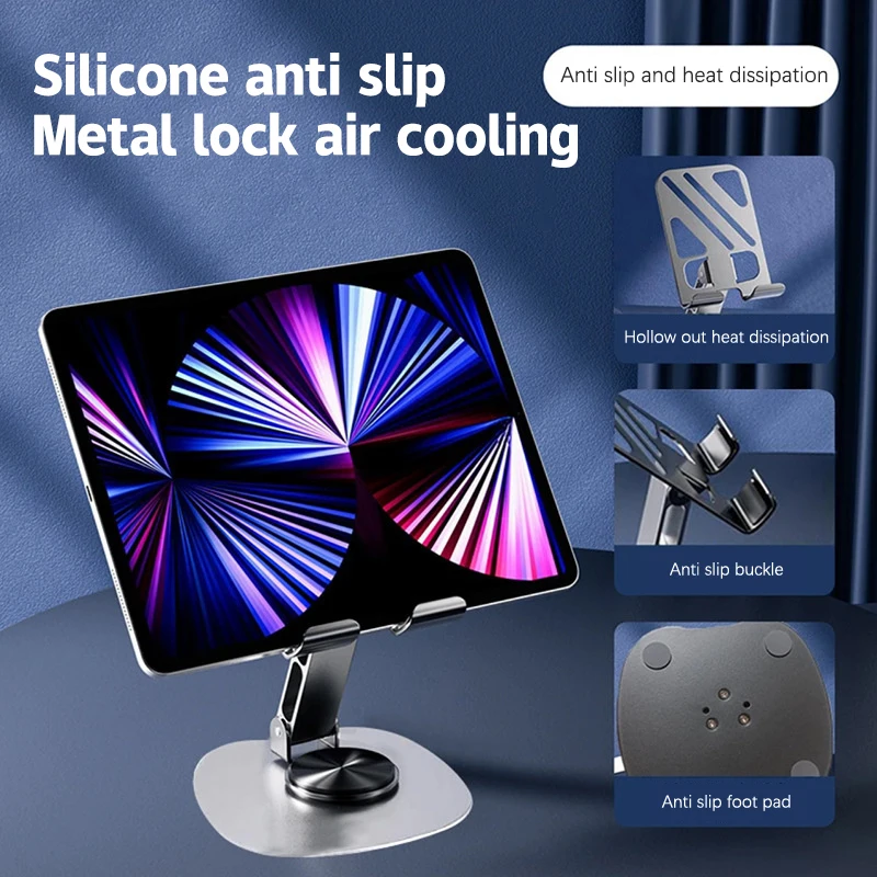 360 Rotation Mobile Phone Holder Metal Foldable Flexible Regulate Portable Lazy Desktop Live Tablet Stand Mount Bracket For IPad