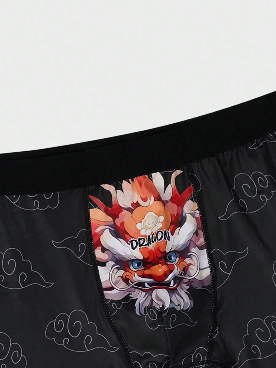 

Mens Dragon And Cloud Print Boxer Shorts