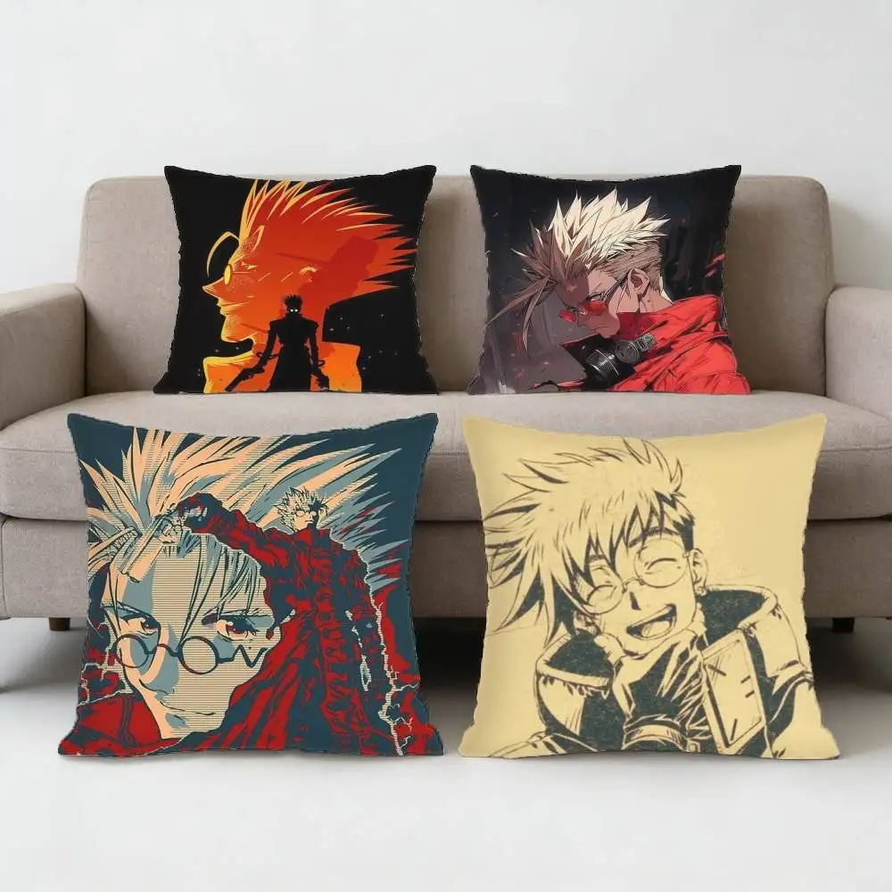 Trigun Anime Vash the Stampede Pillow Case Anti-dustmite Pillowcase Invisible zipper silky Sofa cushion cover for bedroom