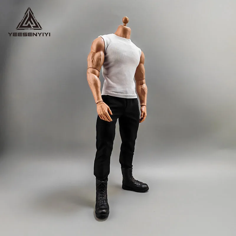 In Stock 1/6 Scale Male  Soldier Casual Versatile Muscle Strong T-shirt Sports Vest For 12