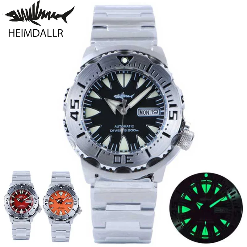 

Heimdallr Men's Mechanical Monster Diver Watch V1 Sapphire Glass Rotating Bezel NH36 Automatic Movement Date Day 20Bar Lumed