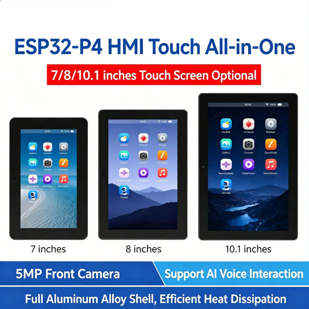 Waveshare ESP32-P4 Development Board 7/8/10.1 Inch HMI Touch Screen All-in-One Machine WiFi 6 Bluetooth Smart AI Display