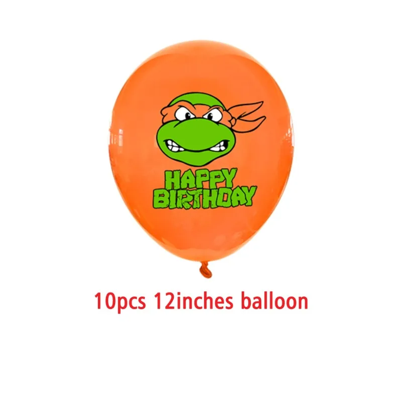 10Pcs Ninja Turtle Latex Balloon Set Kawaii Anime Figure Balloons Kids Happy Birthday Party Decoration Halloween Decor Gift