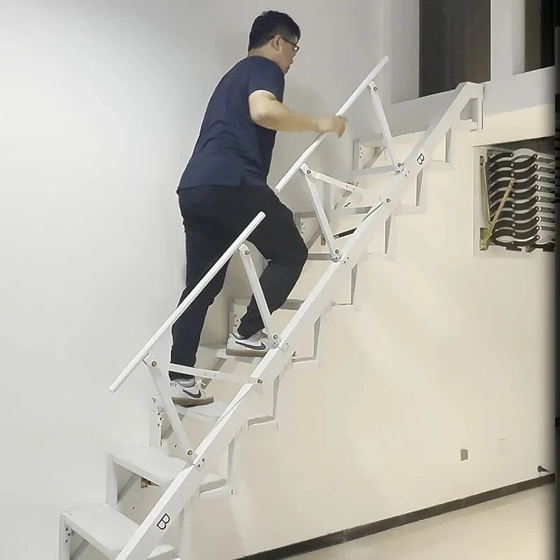 

Folding stairs against the wall Household attic stairs Aluminum alloy thickened multi-functional steps