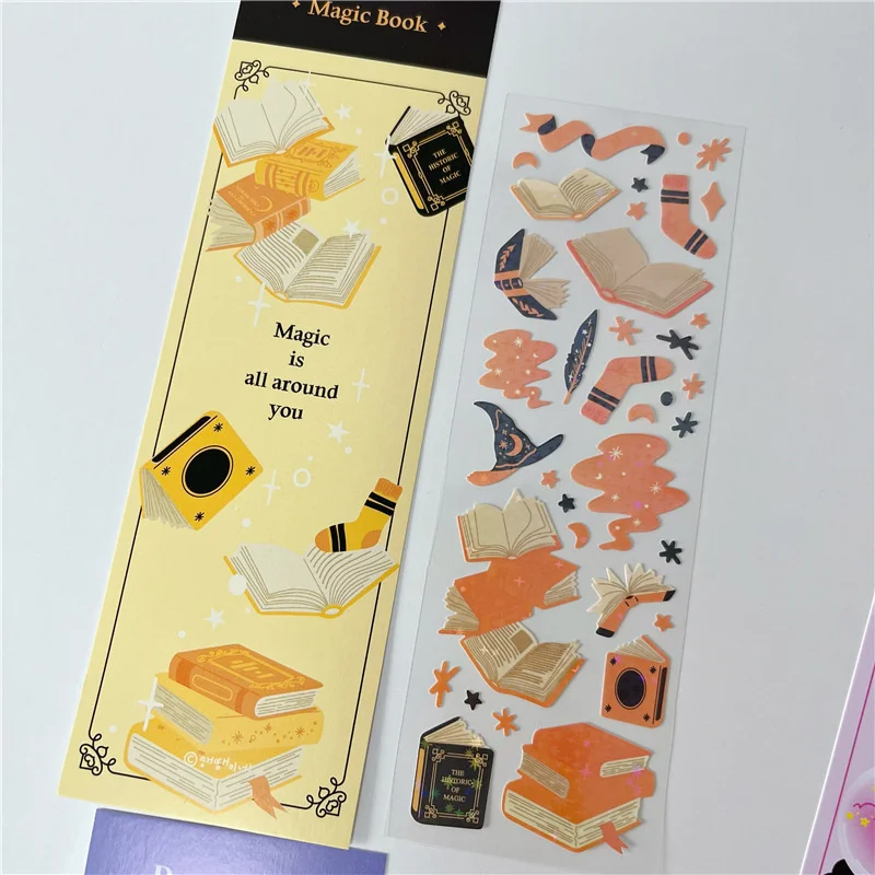 1Pc Fantasy Magic Series Cute Stickers Color Magic Book Creative Collage Stationery Diy Decorative Sticker Laser Powder Tools