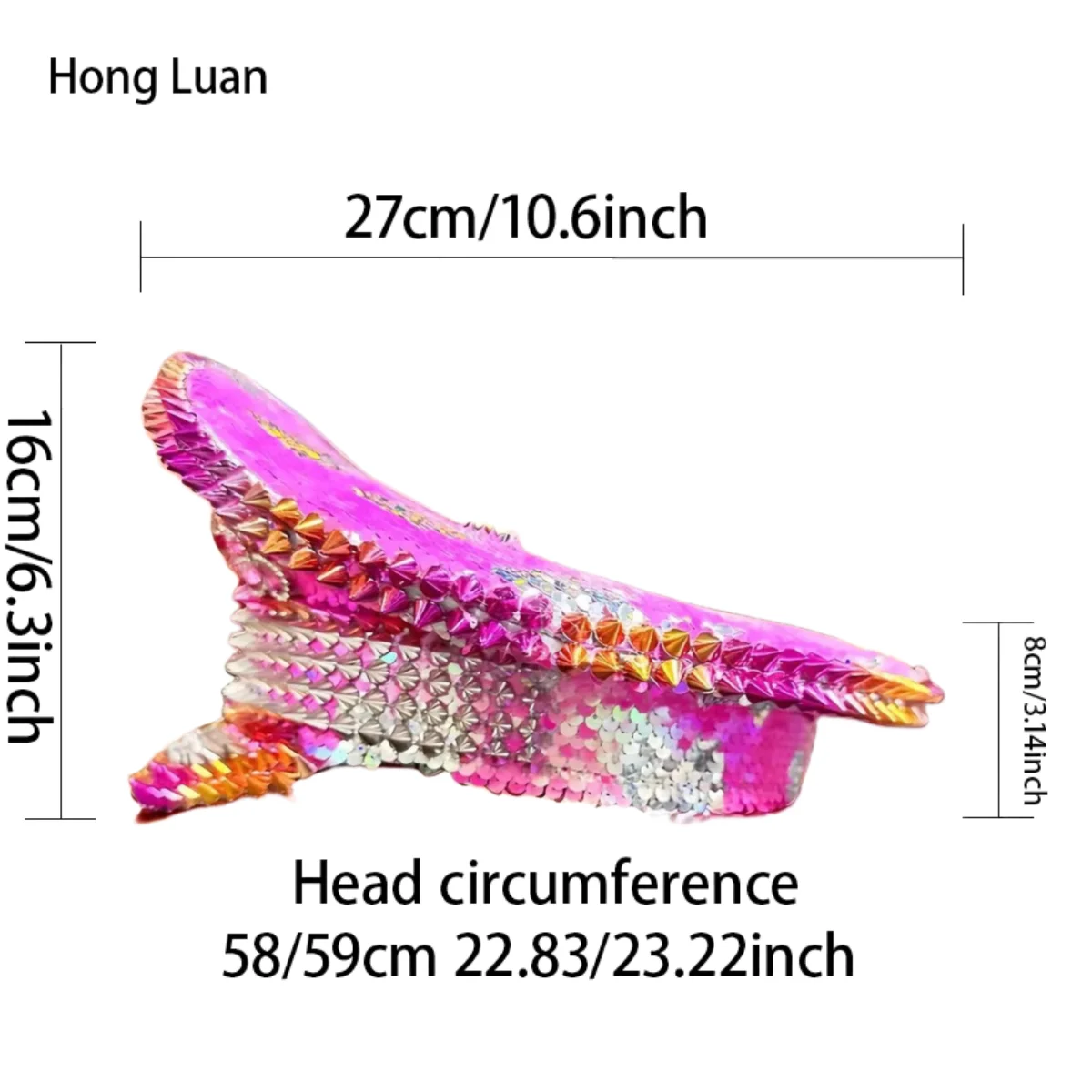 HongLuan gele laser lederen lus kapitein hoed strass & militaire petten voor dames, Rave Festivals accessoires & feestpet man