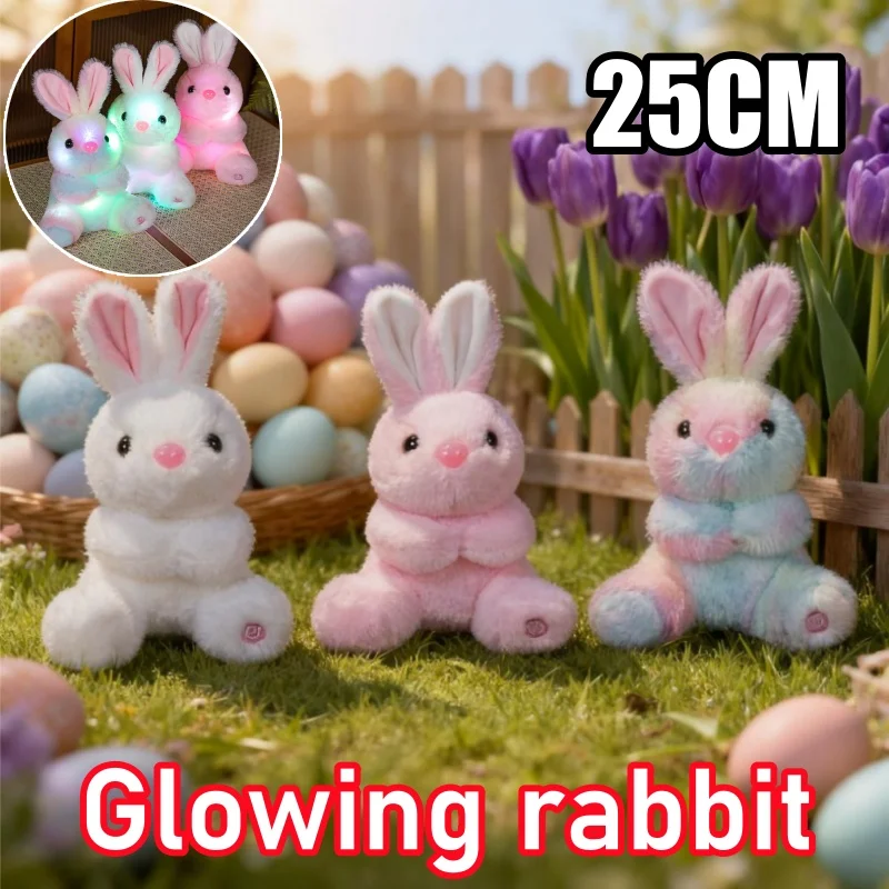 Simpatico coniglietto di peluche illuminato a LED 25CM incandescente coniglio di Pasqua morbido peluche peluche coccoloso giocattolo per bambini regalo per bambini