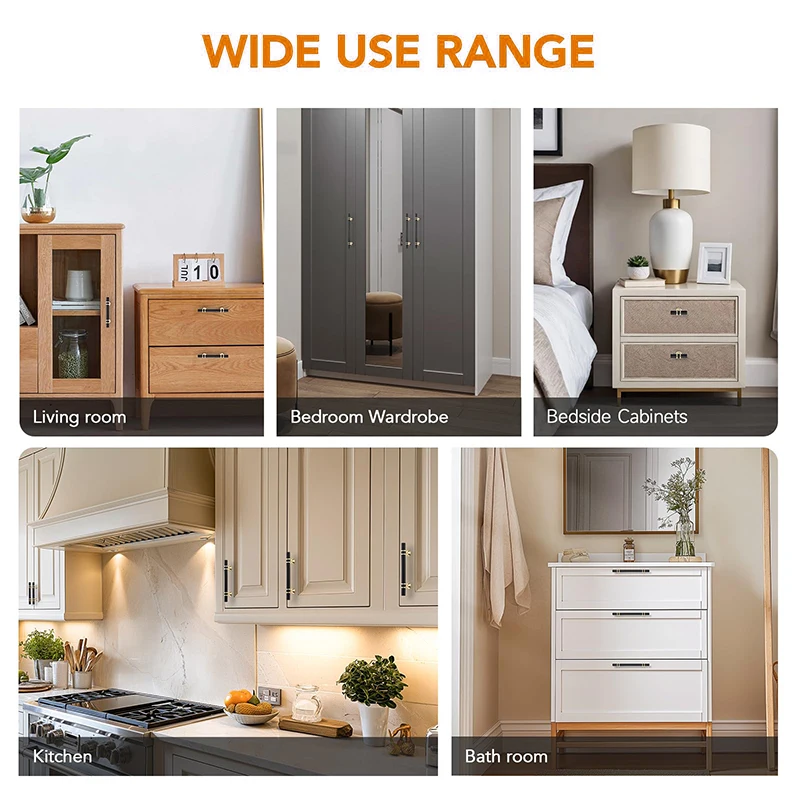 Pegangan Pintu Emas Hitam Campuran Seng Modern Pegangan Kabinet Dapur Kenop Laci Solid Pegangan Furnitur Modis Perangkat Keras