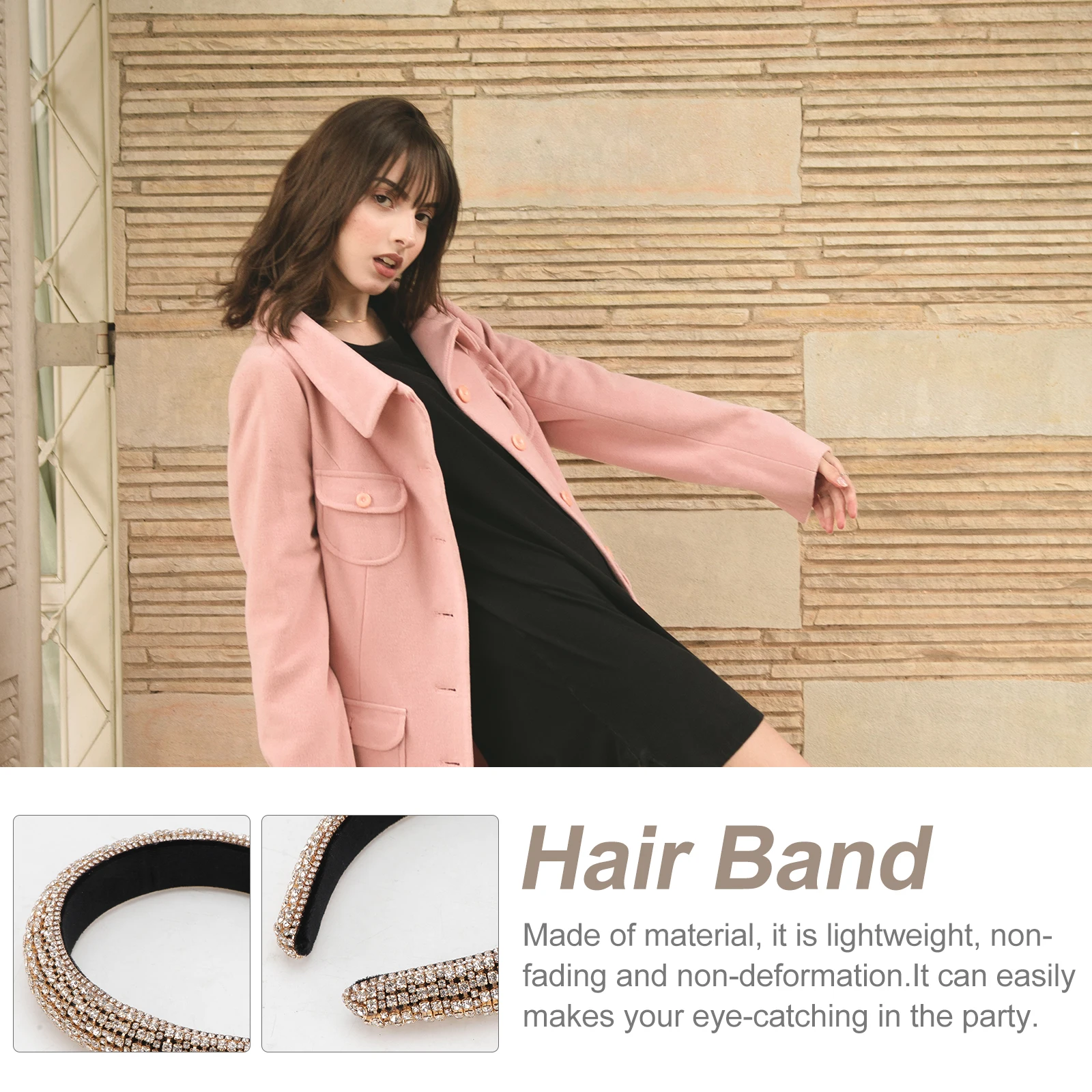 

Ladies Headband Crystal Hair Accessories Rhinestone Design Lightweight Durable Hair Hoop Party Bridal Women Headwear