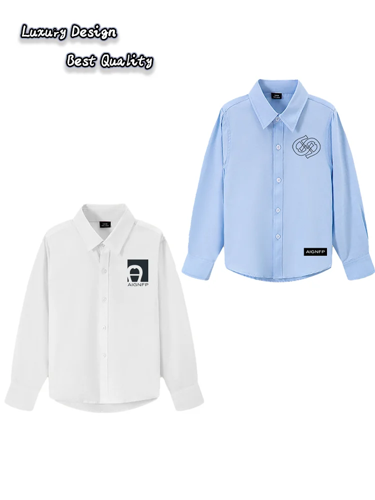 Baby Boys Shirts 2026 spring New cotton Trend casual wear letter Print Tops Kids Clothes fashion Teen Child long sleeves Shirt