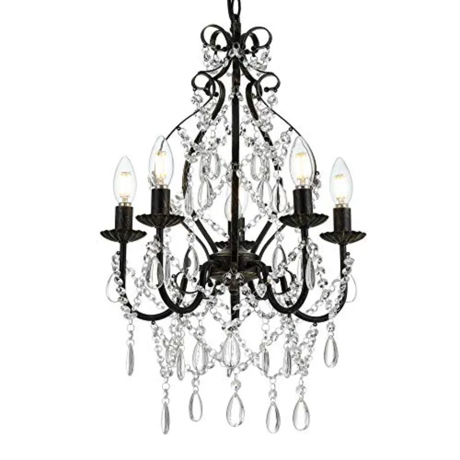 

Crystal Chandelier5 Lights with K9 Crystal Farmhouse Pendant Light Fixture for Bedroom Dining Room Living Room Kitchen Island 1