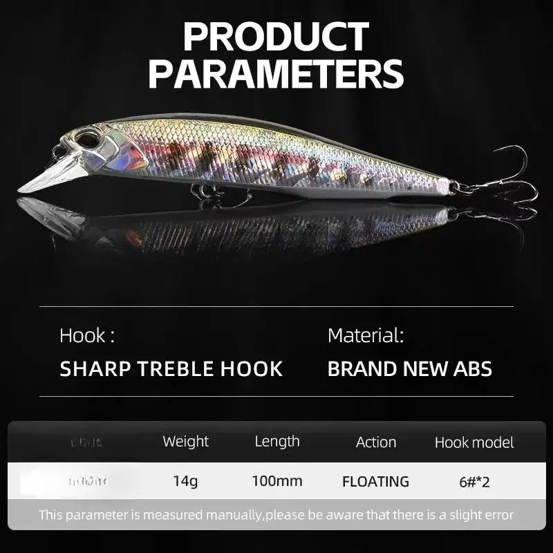 Floating Minnow Dynamic S-Swim Bionic Hard Bait 10cm 14g Muskie Realistic Swim Action River Lake Minnow Fishing Lure