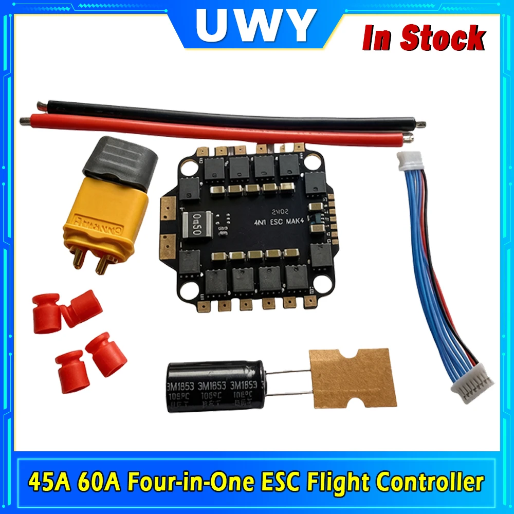 45A/60A 4‑in‑1 ESC BLHeli‑S Electronic Speed Controller 4IN1 Brushless ESC For FPV Racing Drone Quadcopter Flight Controller