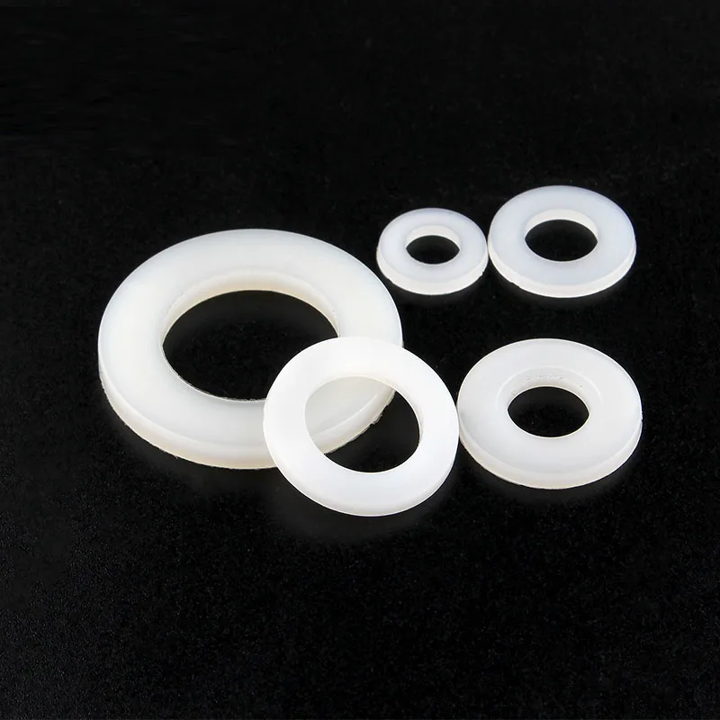 White/ Black Plastic Nylon Flat Washer Plane Spacer M2 M2.5 M3 M4 M5 M6 M8 M10 M12~ M24 Insulation Gasket Ring For Screw 0.5~3mm