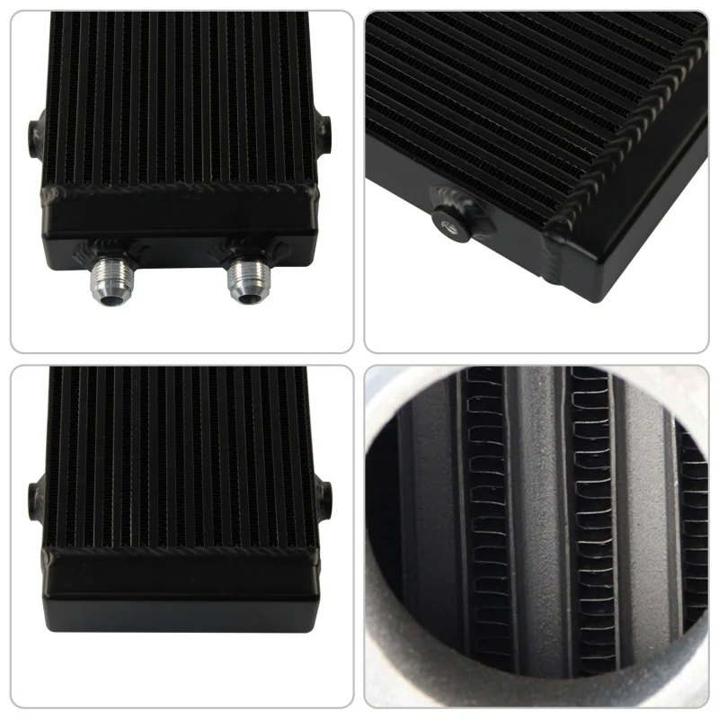 S/M/L المزدوج تمرير بار ولوحة زيت المحرك برودة ترموستاتي تصفية محول خرطوم عدة 10AN 7/8 "-14 UNF CNC الألومنيوم الأسود