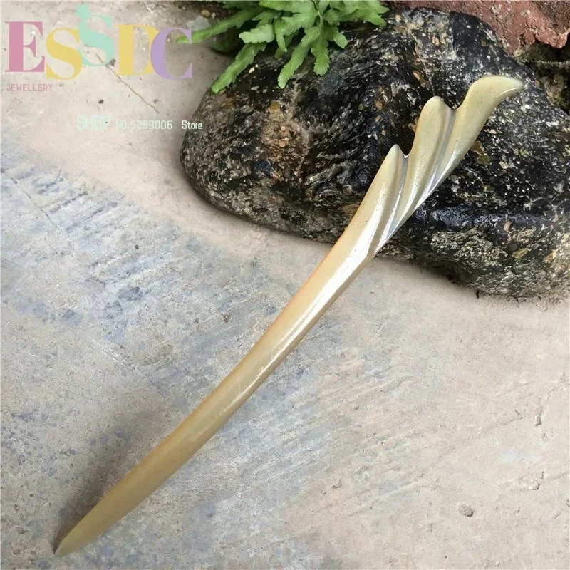 Genuine Natural Horn Hairpin White Buffalo Hanfu Accessories Country Style Simple  Classical