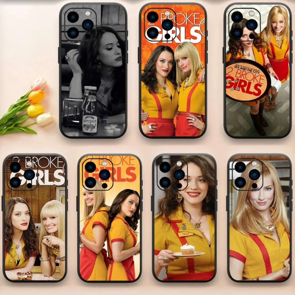 2 Broke Girls Phone Case For iPhone 13 14 15 11 12 Mini Pro Max XR X Black Shell