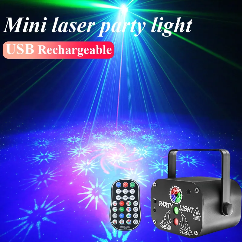 Mini Laser Party Light USB Starry Projector 60 Patterns Sound Activated Disco Club Lighting with Remoter