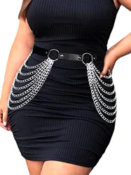 Plus Size Leather Harness Belt Sexy Waist Seal With Chain Body Bondage Fashion Punk Gothic Clothing Suspende Waist Accessories