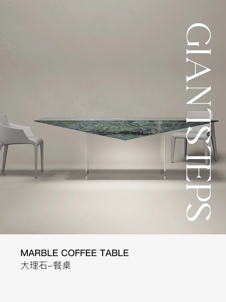 Acrylic modern simple designer transparent size apartment island home floating Bulgari marble dining table