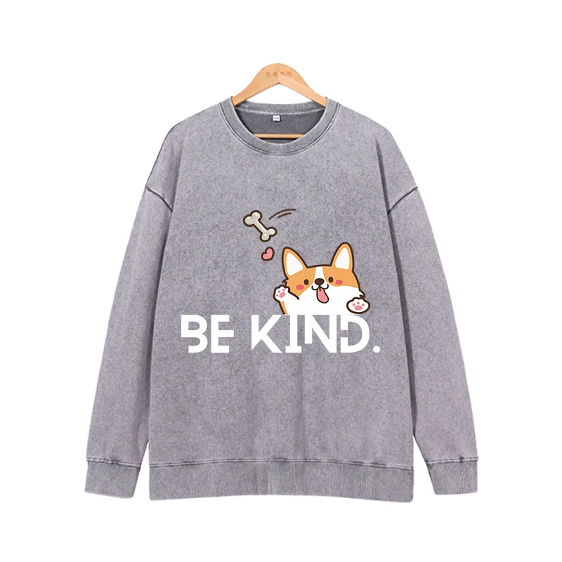 2024 new pullover sweater Keji cute puppy simple and loose trend long sleeve top