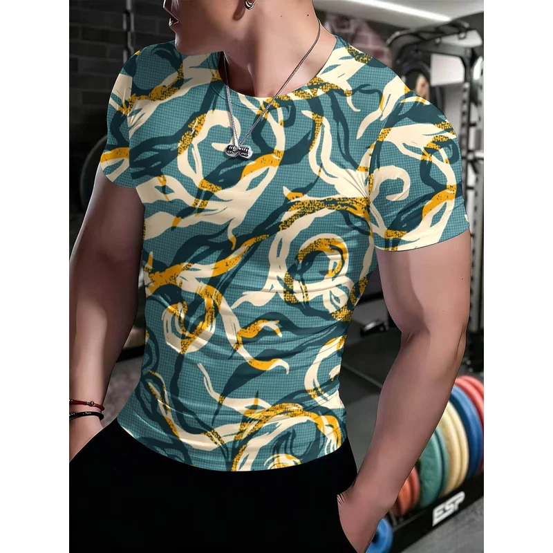 Men's athletic fitness and outdoor running training short-sleeved shirtTHigh-stretch quick-drying casual top