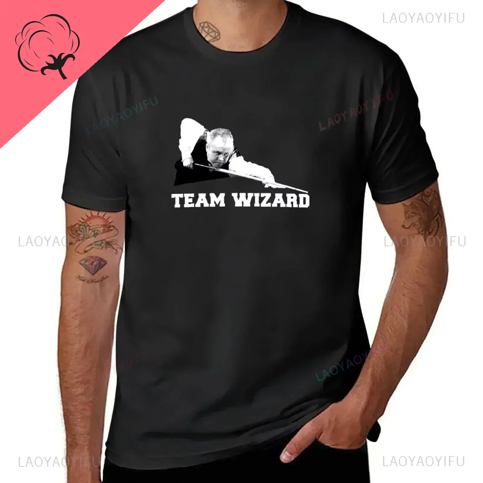 Snooker - Team Wizard (John Higgins Fans) T-Shirt quick-drying aesthetic clothes vintage mens tall t shirts 100% Cotton