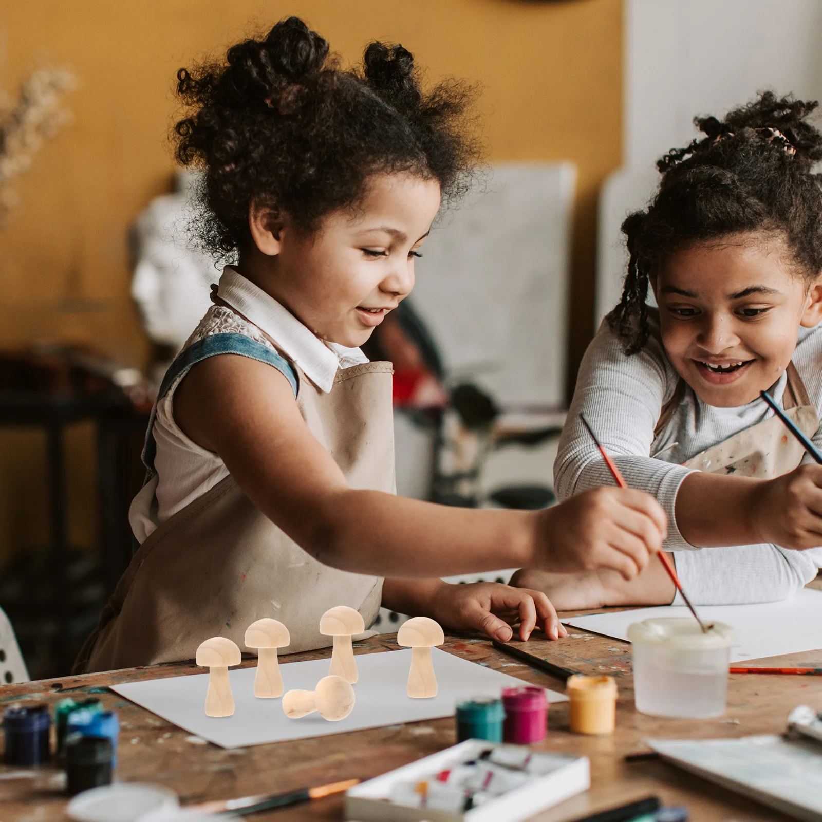 

10pcs Wooden Mushroom Models Unfinished Blank Set For Graffiti Ornament Painting Diy Craft Mini Mushroom Adorn Home Desktop