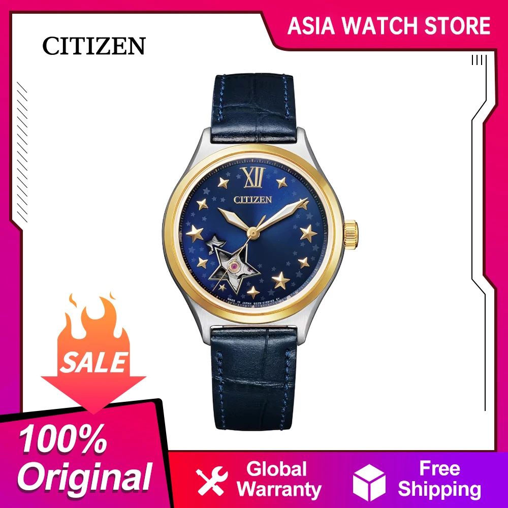 Original CITIZEN Women's mechanical watch fashion business Hollow dial 10bar waterproof watch PC1009-78B