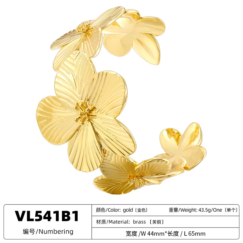 ZHUKOU 18K gold plated brass metal flower necklace bracelet conch ring unisex jewellery party gift:VL543