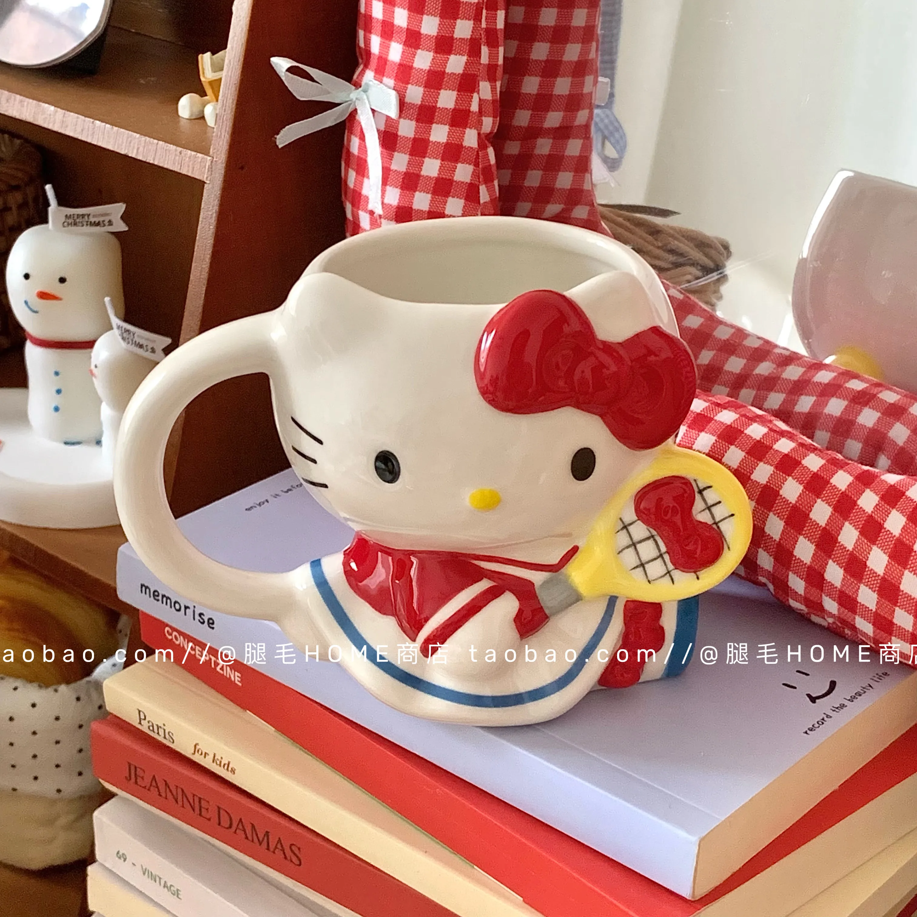 

Керамическая кружка Hello Kitty в японском стиле с 3D-дизайном, милым бантом и декором в виде ракетки для бадминтона, для кофе и чая, для дома, офиса, девушек и женщин, идеальный подарок.